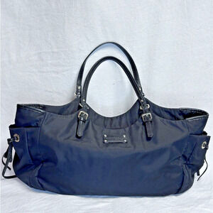 Kate Spade Maise Black Nylon Large Tote Shoulder Bag Side Pockets Purse Leather